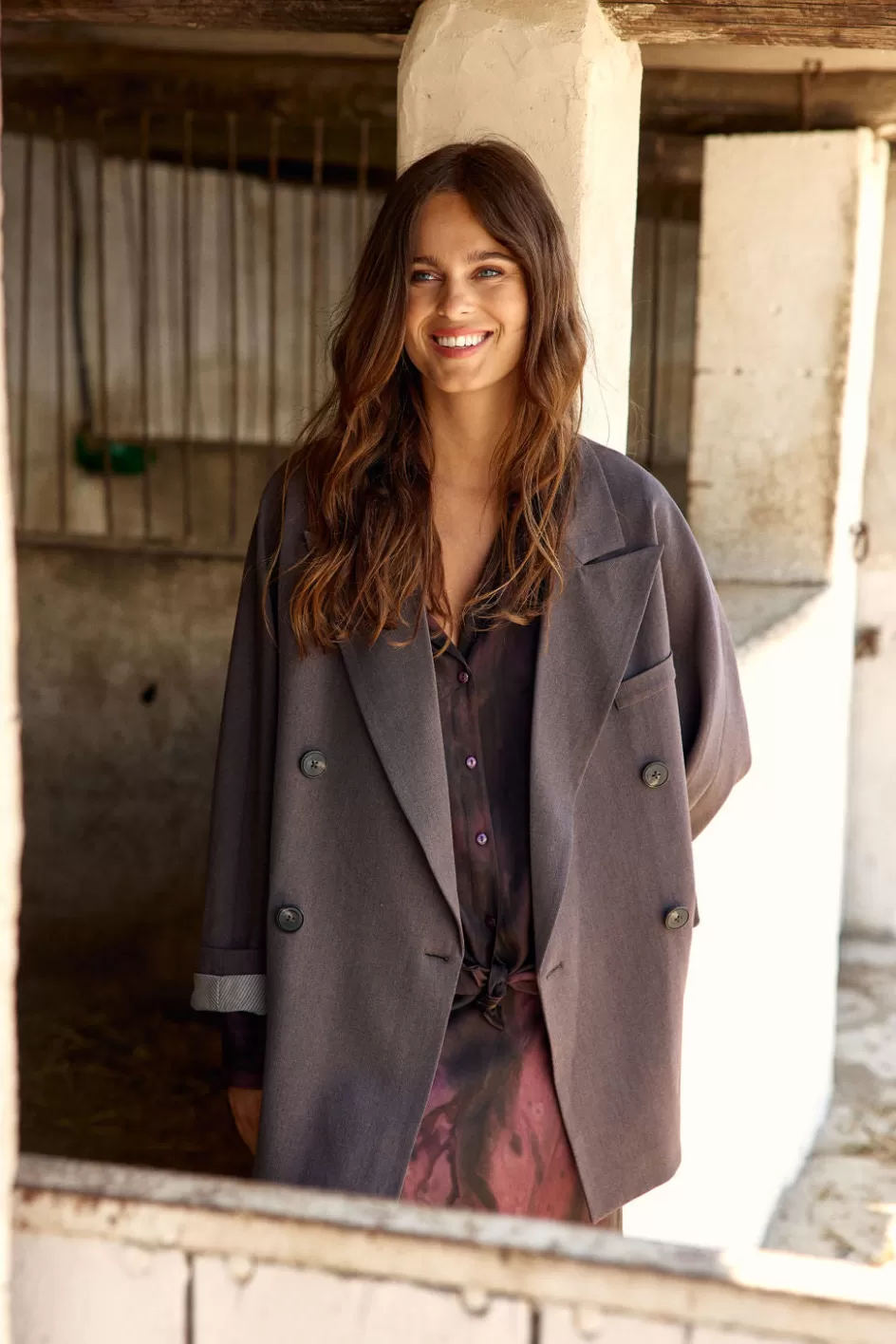 Lauren Vidal Vestes & Manteaux-BLAZER OVERSIZE FALONE Cafe