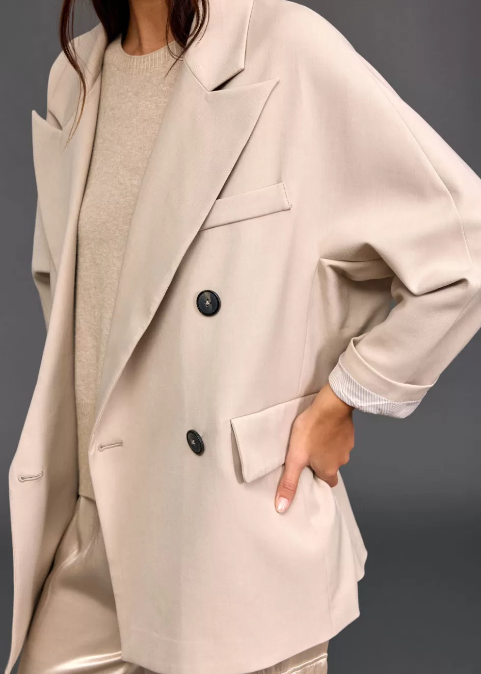 Lauren Vidal Vestes & Manteaux-BLAZER OVERSIZE FALONE Sand