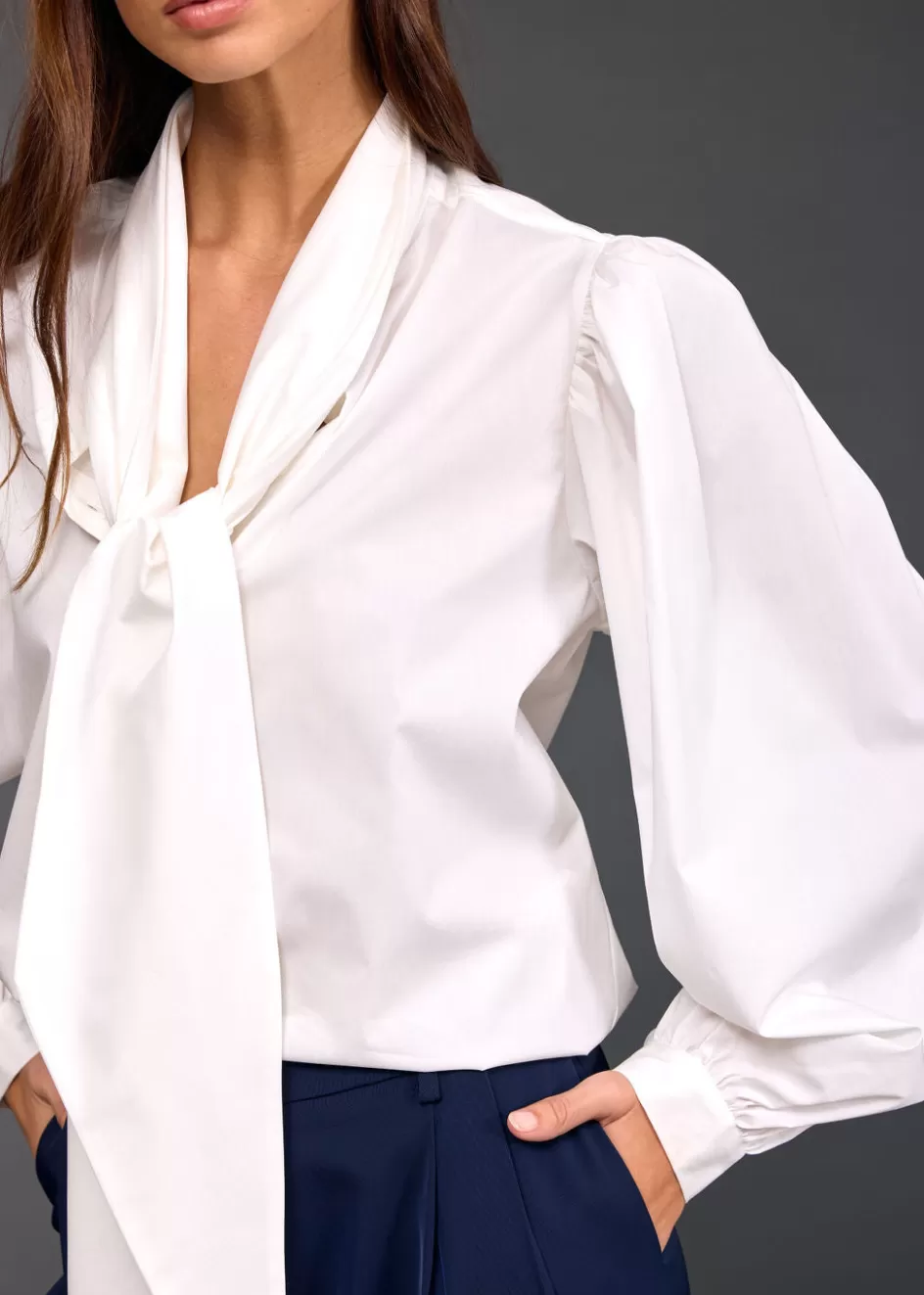 Lauren Vidal Chemises & Blouses-CHEMISE CRAVATE AZAMI Blanc