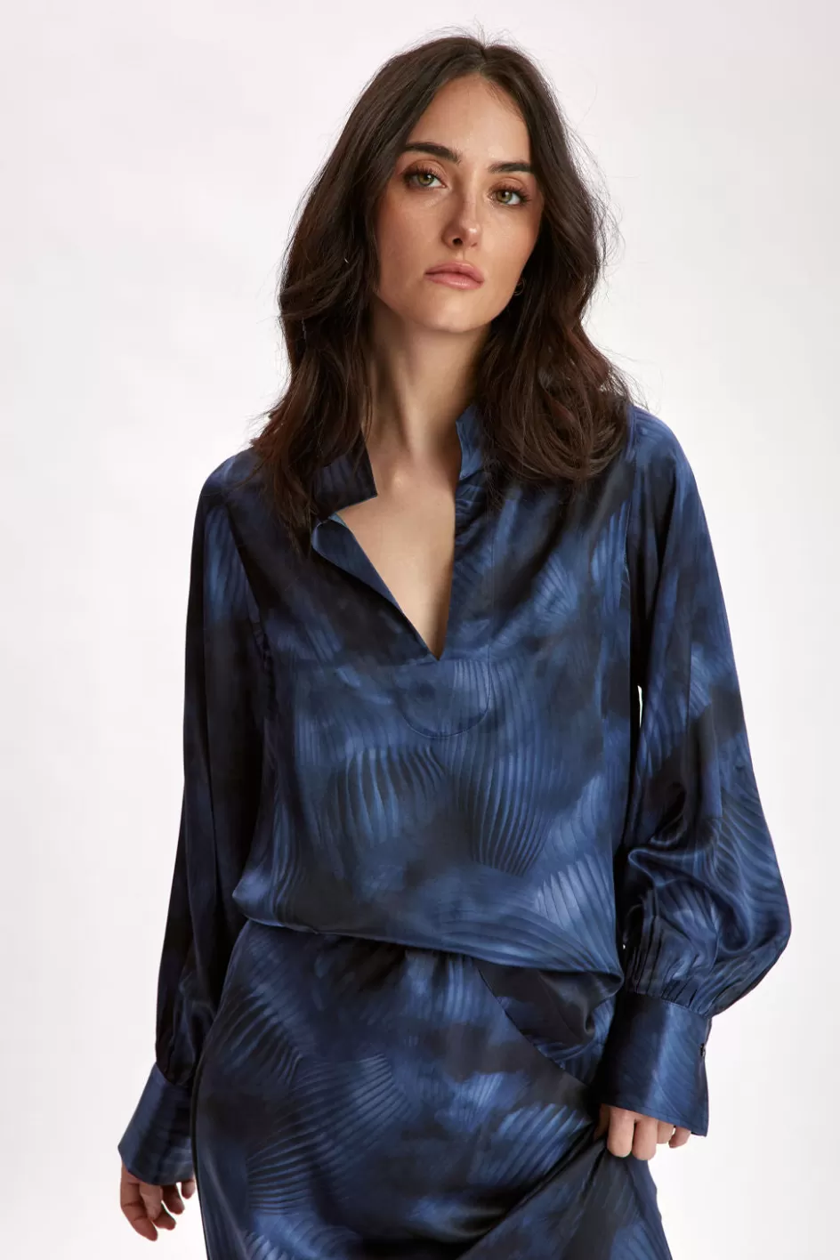 Lauren Vidal Chemises & Blouses-CHEMISE EN SOIE IMPRIMÉE BRETT Lune