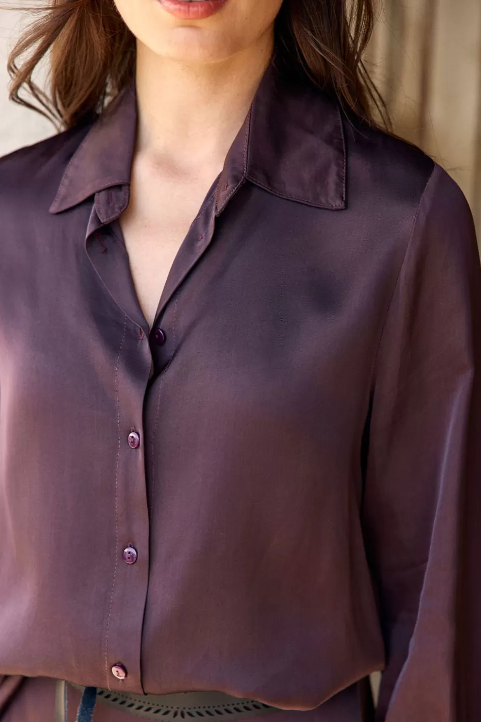 Lauren Vidal Chemises & Blouses-CHEMISE SOUPLE CELA Raisin