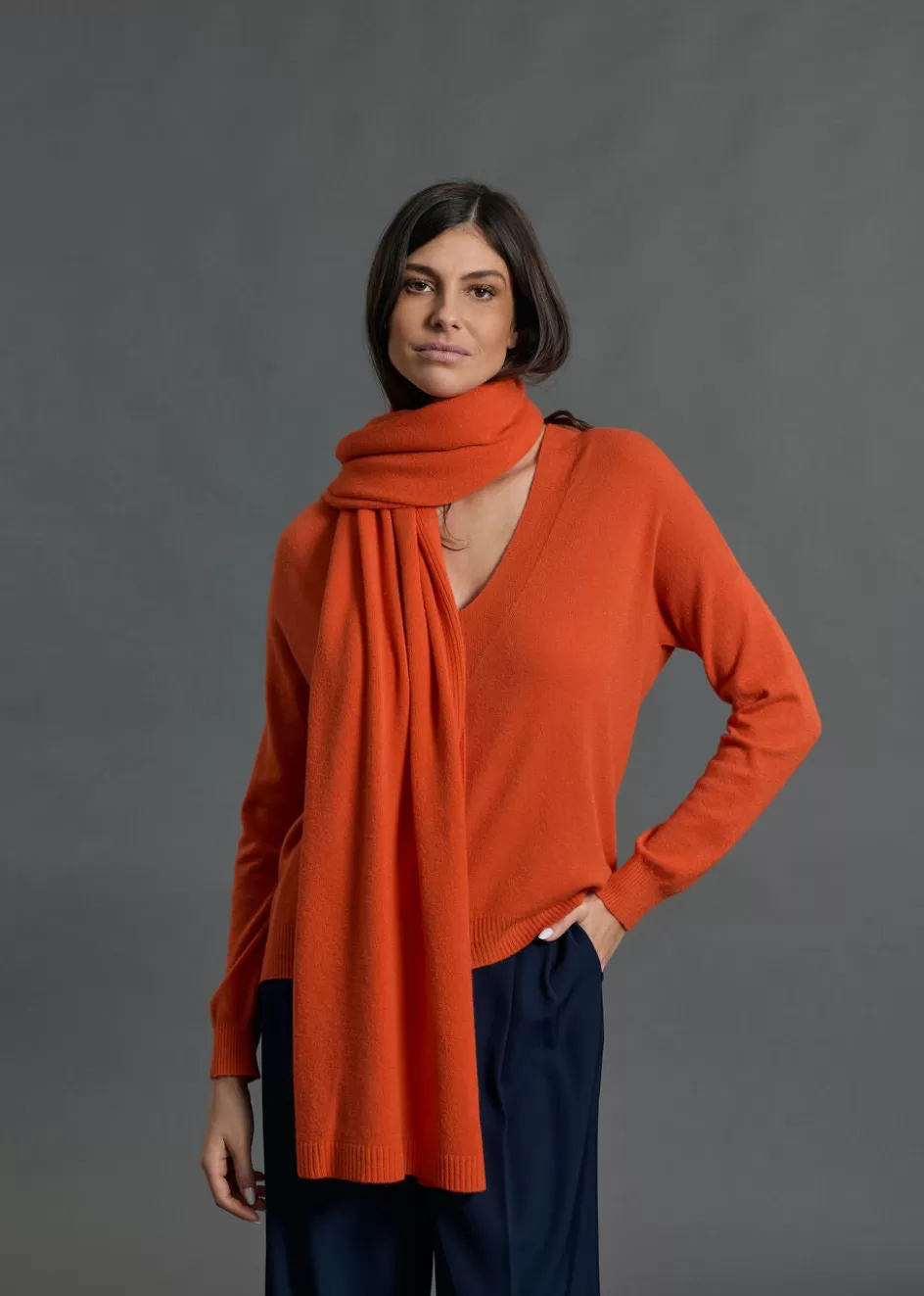 Lauren Vidal Accessoires-ECHARPE EN MAILLE NEL Orange