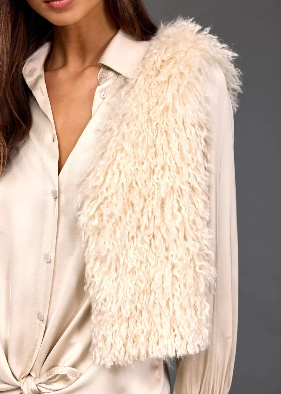 Lauren Vidal Vestes & Manteaux-GILET SANS MANCHES MOKA Creme