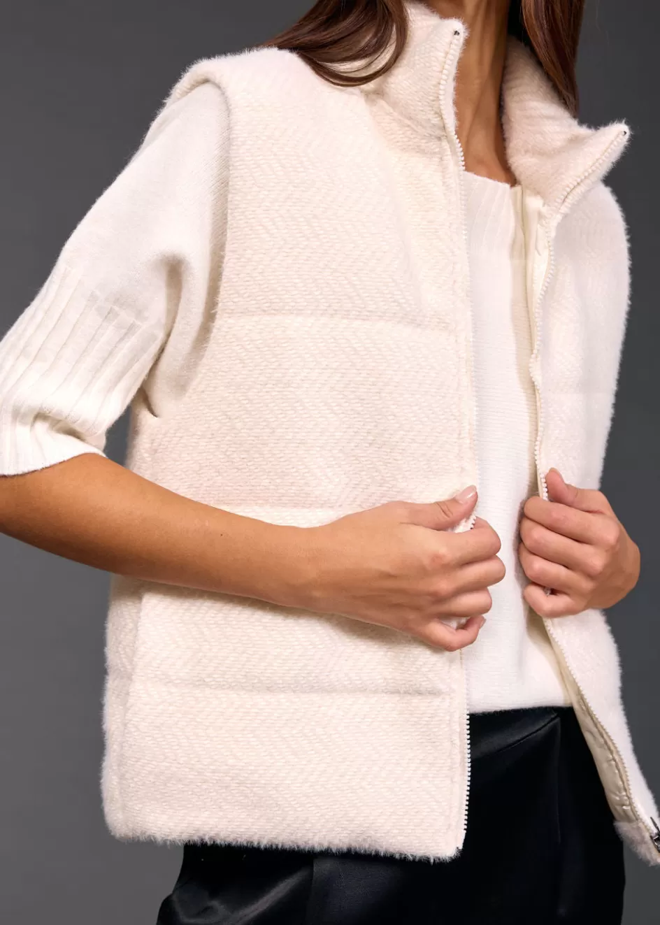 Lauren Vidal Vestes & Manteaux-GILET SANS MANCHES TALIA Creme