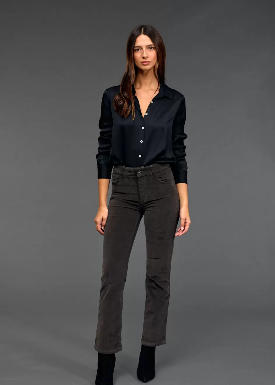 Lauren Vidal Pantalons-PANTALON BOOTCUT EN VELOURS DEAN Cafe