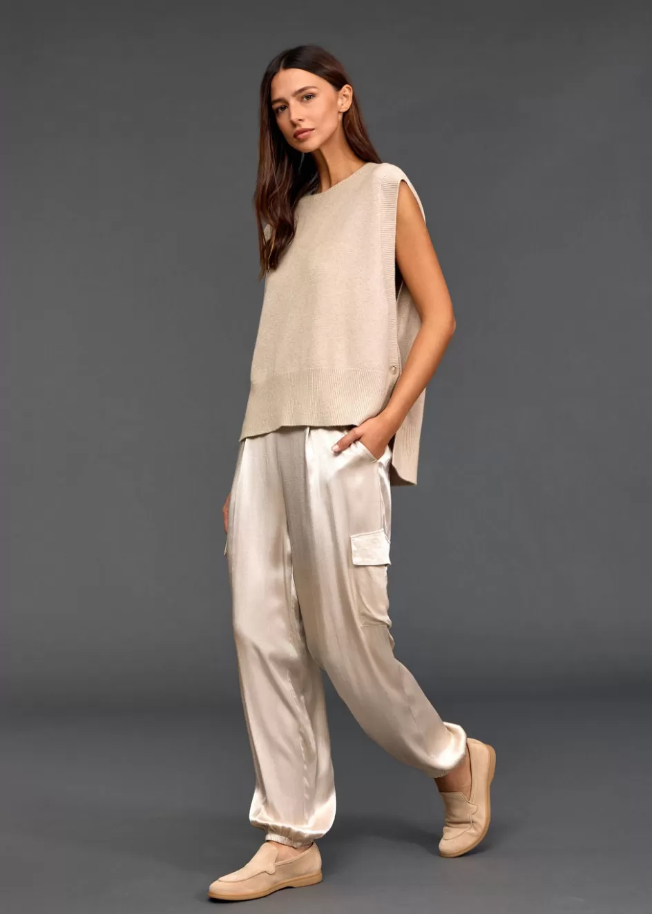 Lauren Vidal Pantalons-PANTALON CARGO JONES Creme