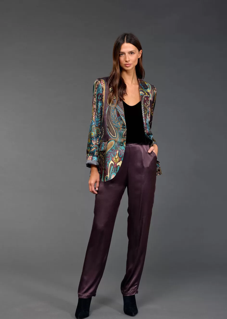 Lauren Vidal Pantalons-PANTALON DROIT OLGA Raisin