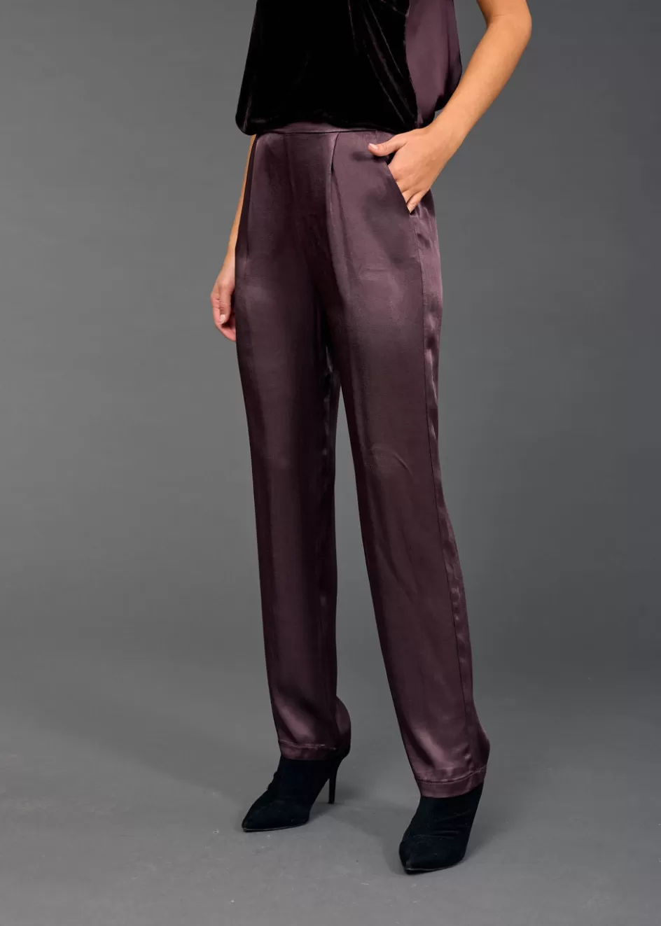 Lauren Vidal Pantalons-PANTALON DROIT OLGA Raisin