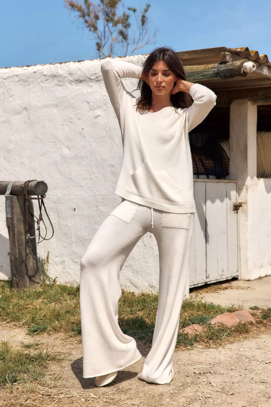 Lauren Vidal Pantalons-PANTALON JOGGING EN MAILLE RAQUEL Ecru