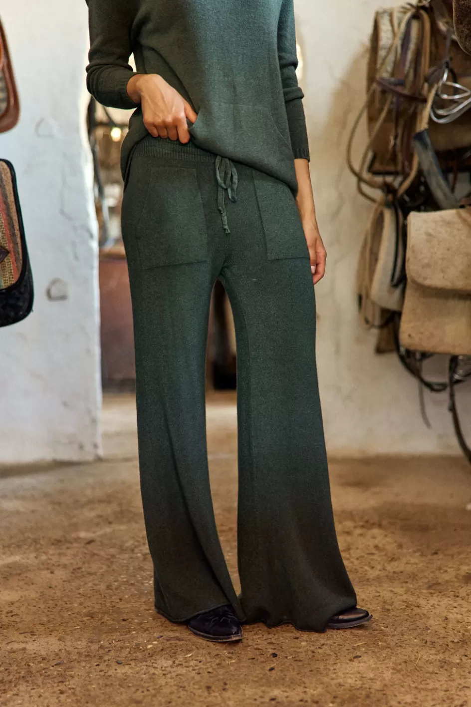 Lauren Vidal Pantalons-PANTALON JOGGING EN MAILLE RAQUEL Green