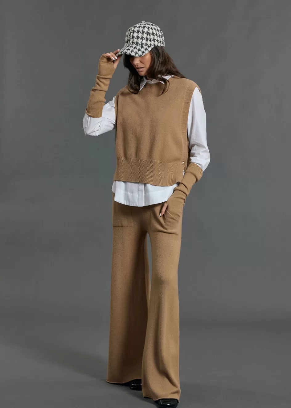 Lauren Vidal Pantalons-PANTALON JOGGING EN MAILLE RAQUEL Camel