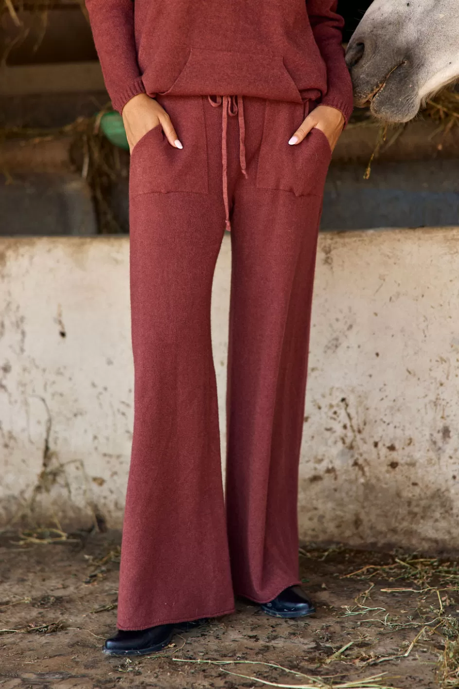 Lauren Vidal Pantalons-PANTALON JOGGING EN MAILLE RAQUEL Granit