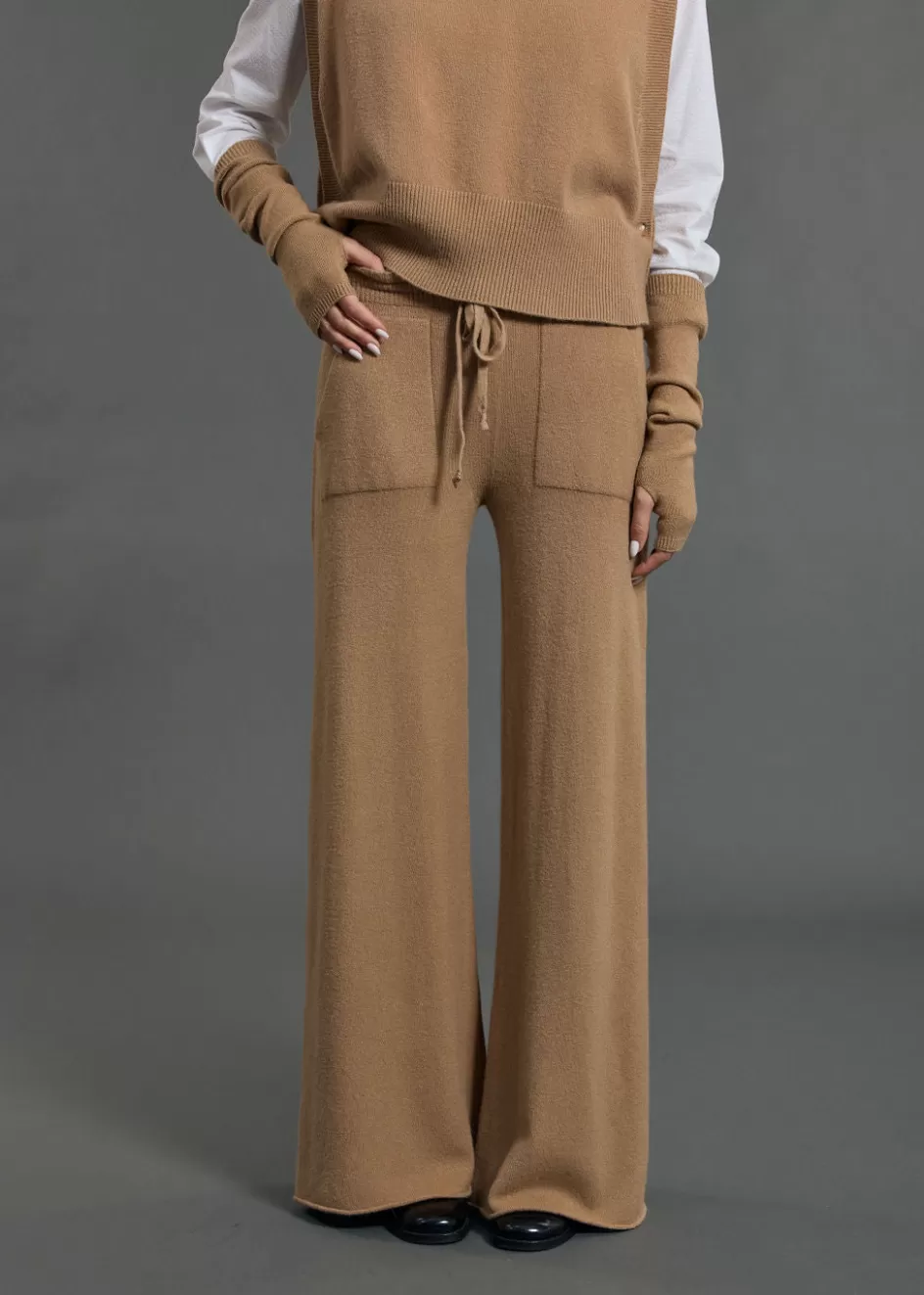 Lauren Vidal Pantalons-PANTALON JOGGING EN MAILLE RAQUEL Camel