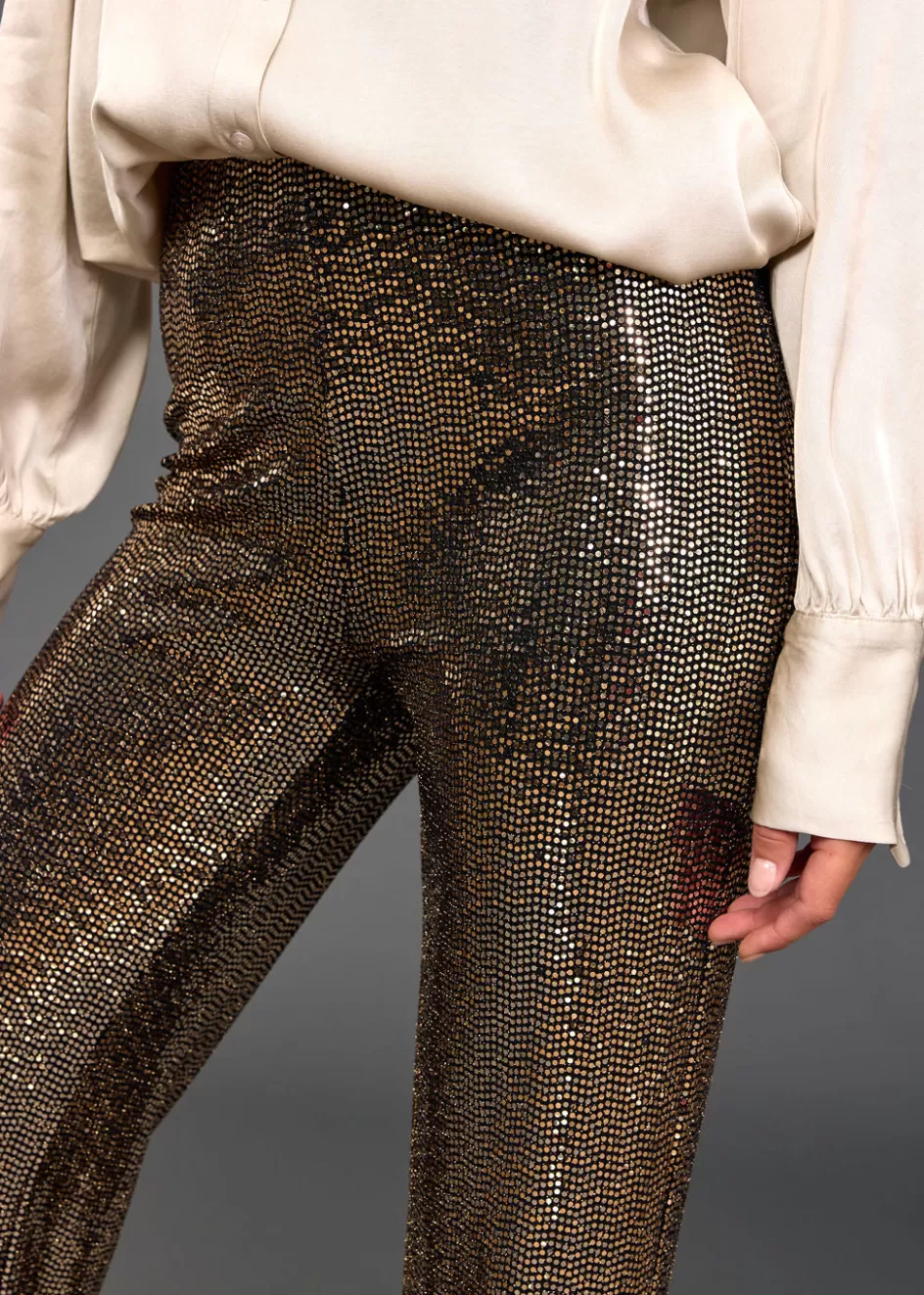 Lauren Vidal Pantalons-PANTALON STYLE PAILLETTES SANTA Gold