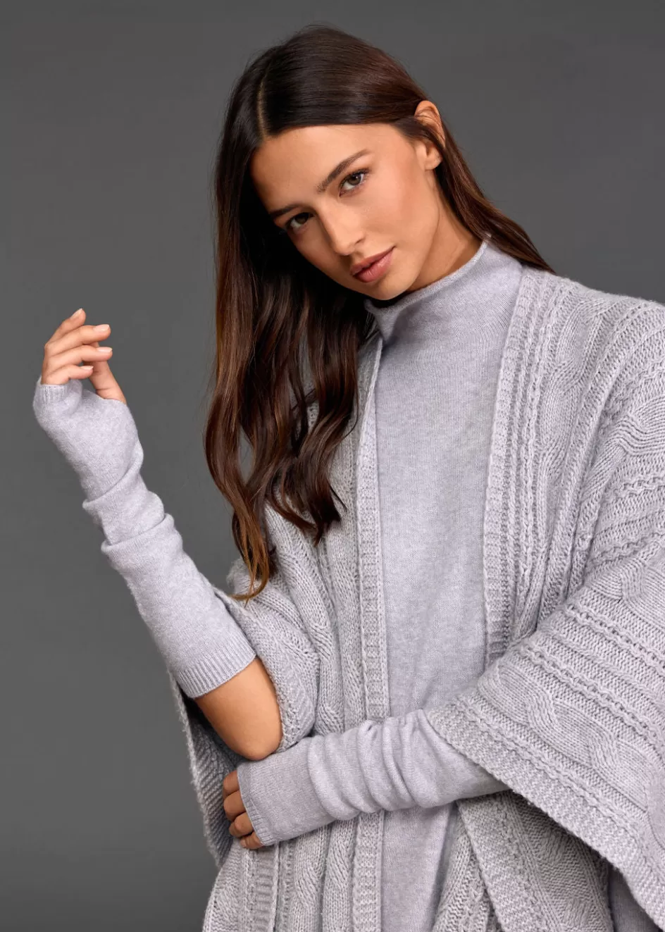 Lauren Vidal Pulls & Gilets-Poncho torsadé Roca Grey