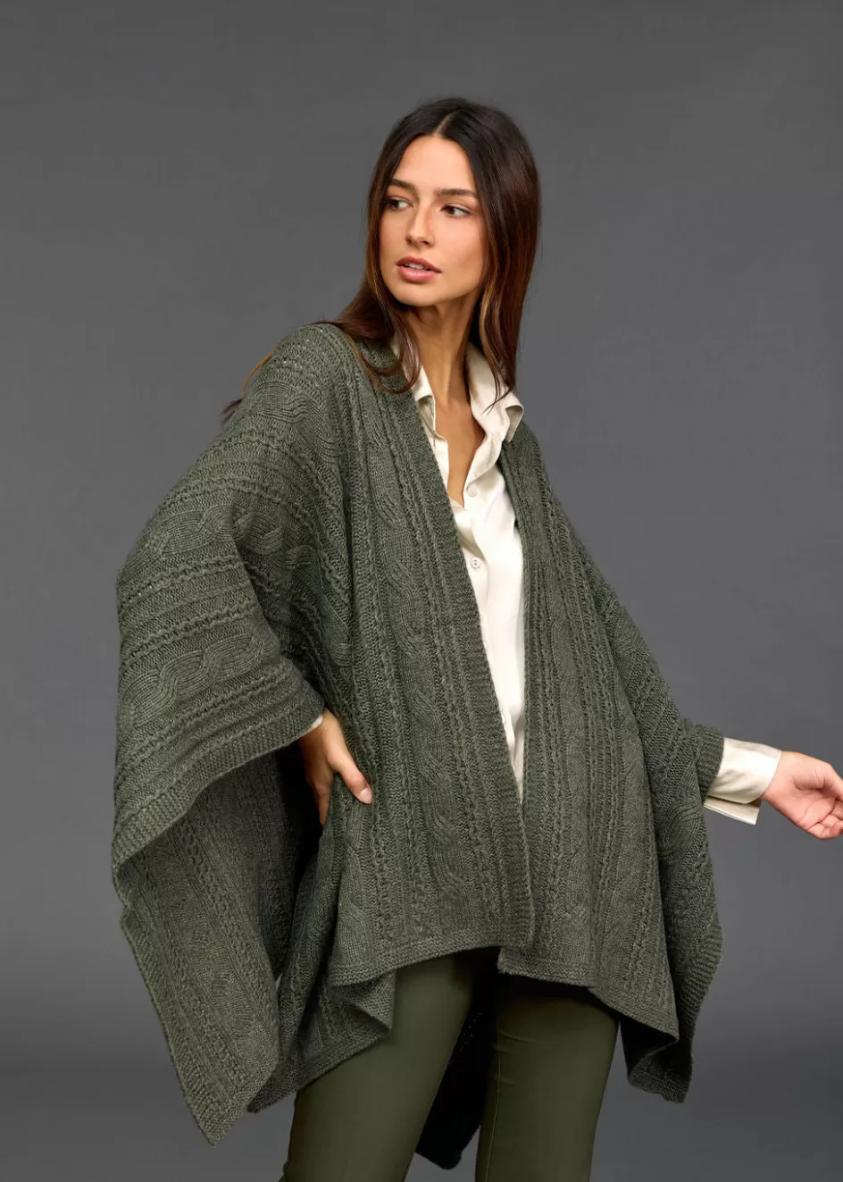 Lauren Vidal Pulls & Gilets-Poncho torsadé ROCA Bronze