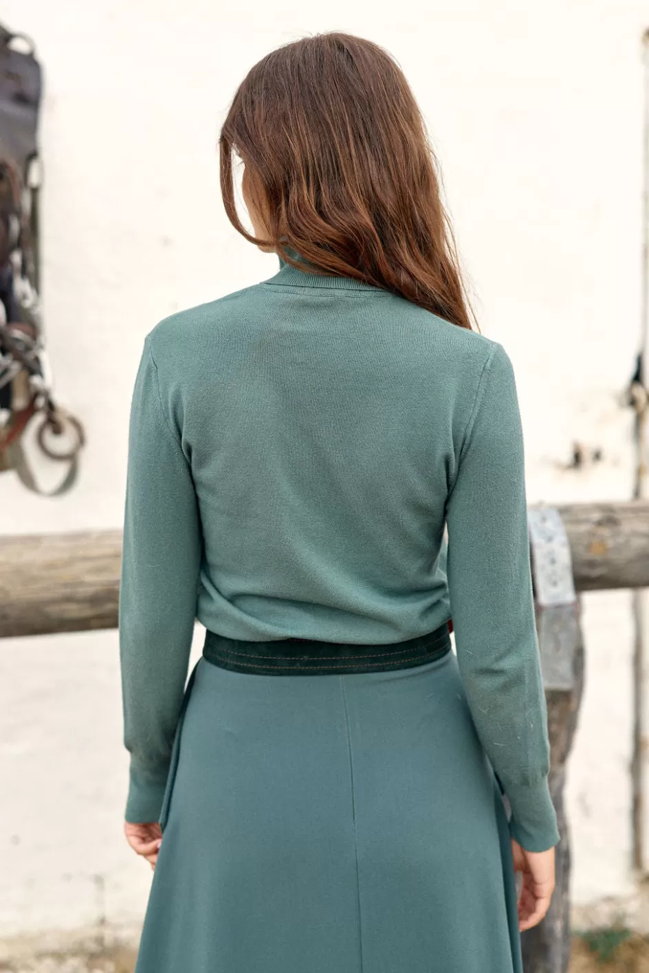 Lauren Vidal Pulls & Gilets-PULL COL ROULÉ FITTÉ FALBA Green