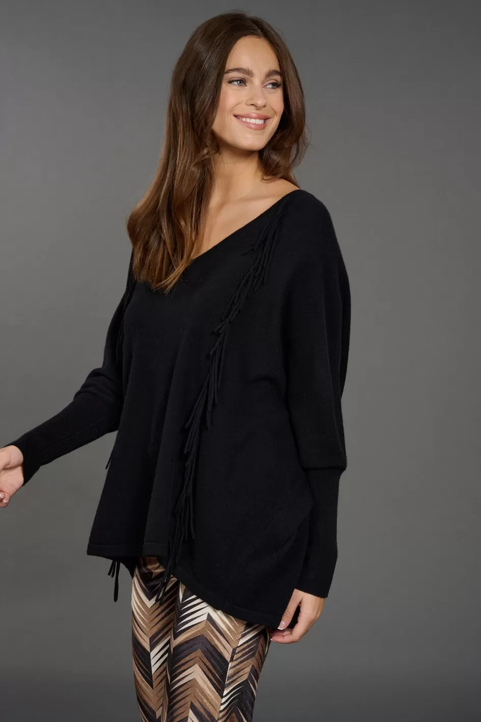 Lauren Vidal Pulls & Gilets-Pull frangé en laine Naomi Noir