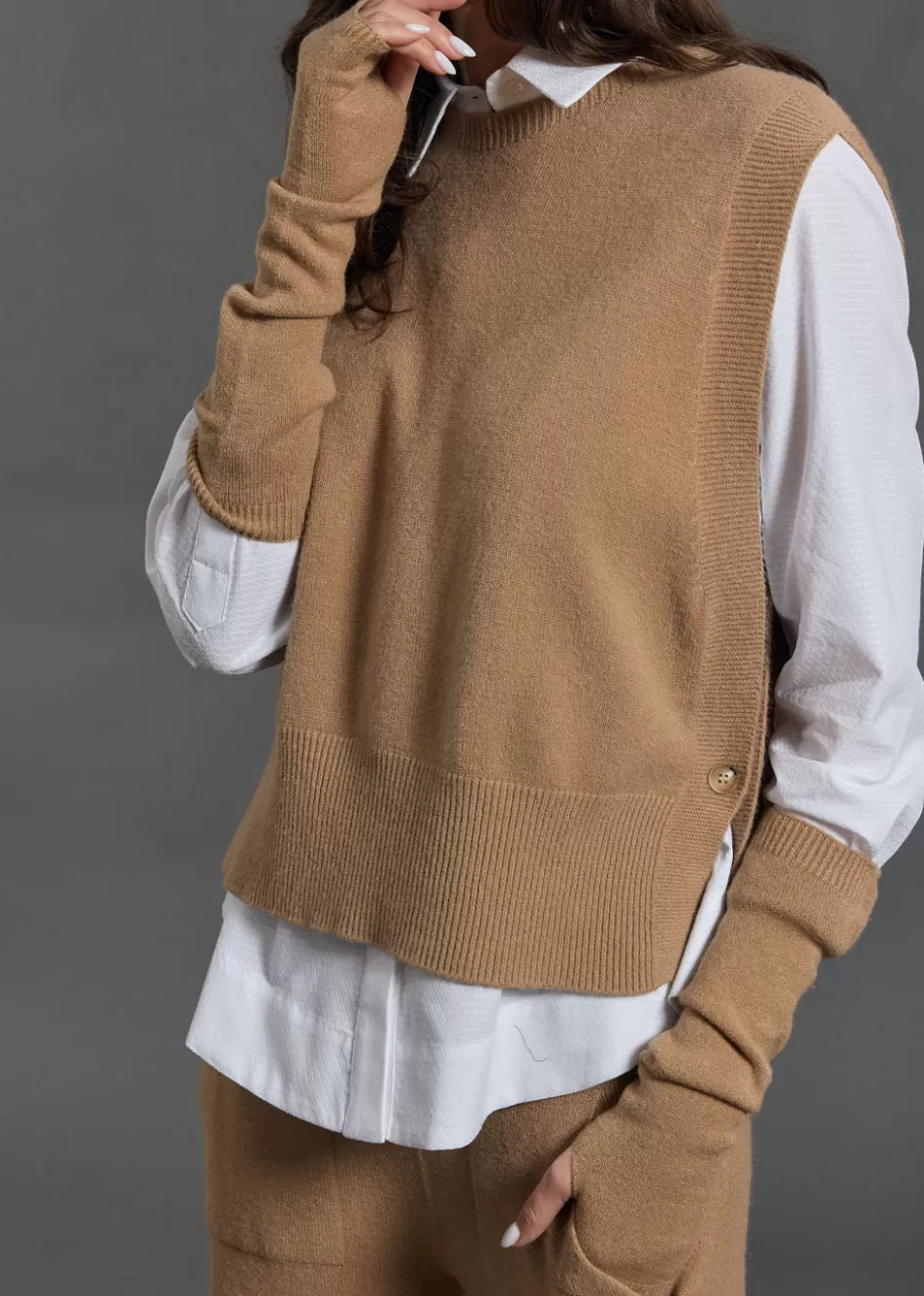 Lauren Vidal Pulls & Gilets-Pull sans manches Marcia Camel