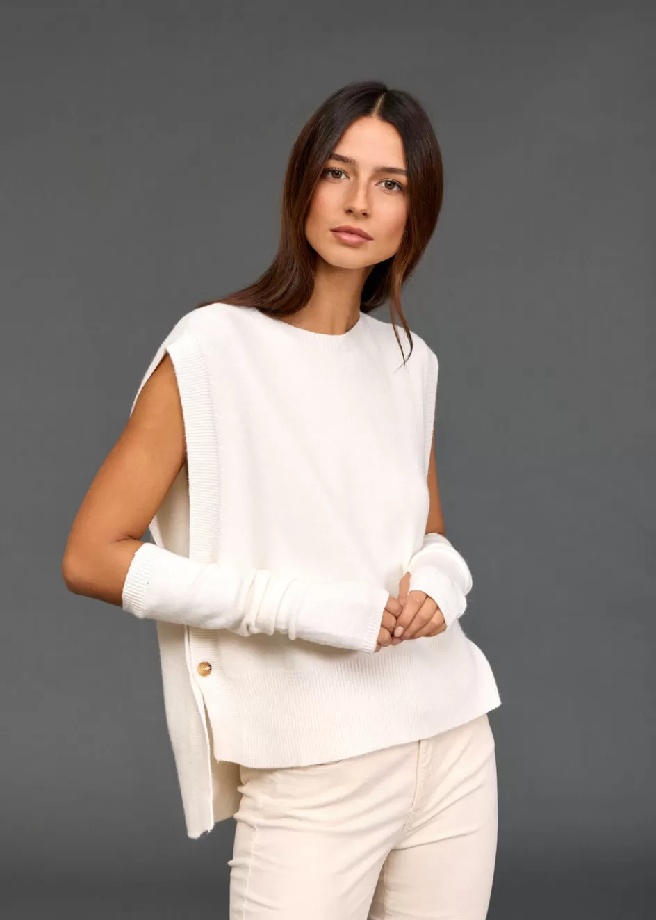 Lauren Vidal Pulls & Gilets-Pull sans manches Marcia Ecru