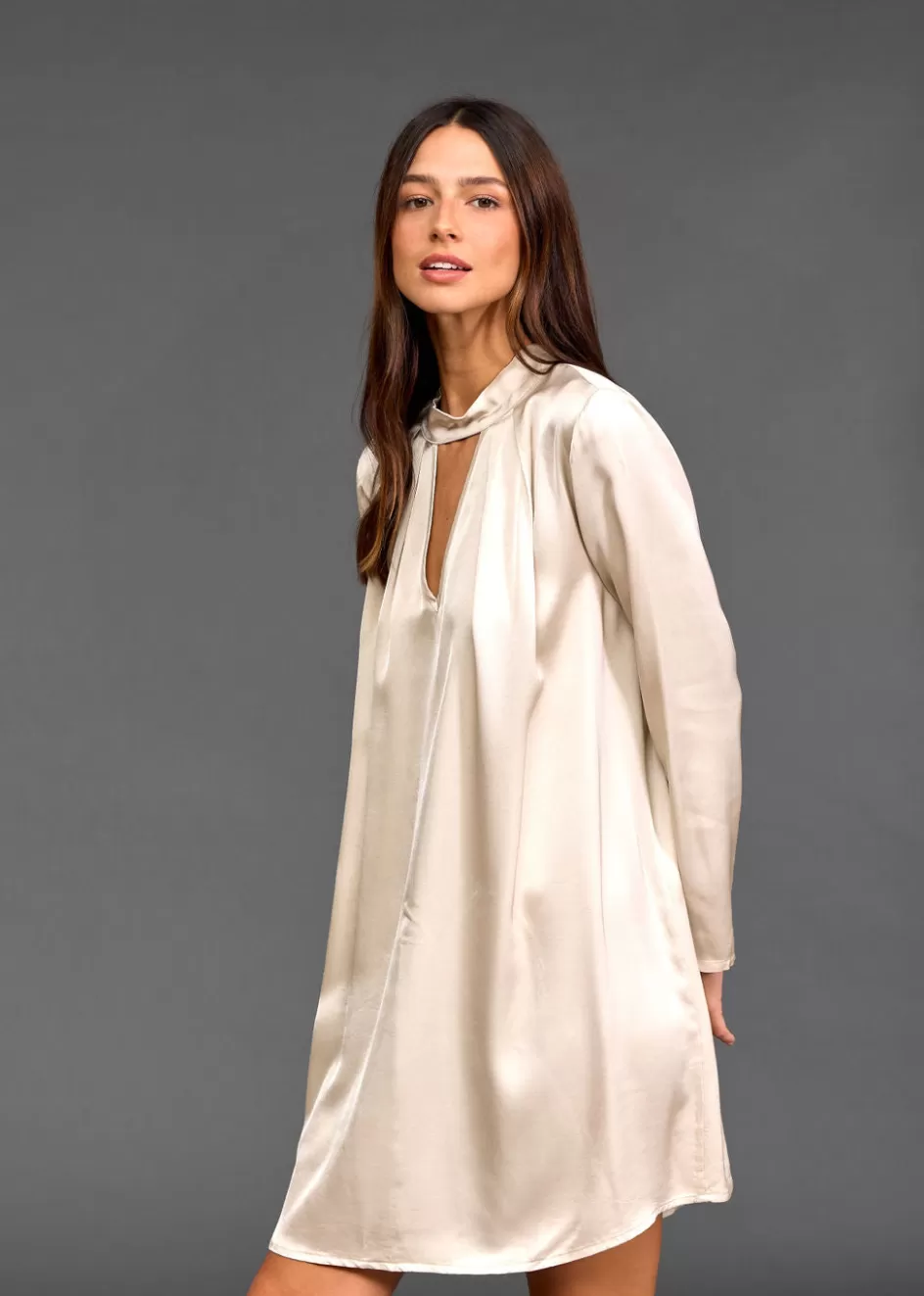 Lauren Vidal Robes & Jupes-ROBE COURTE BABYDOLL ROMANE Creme