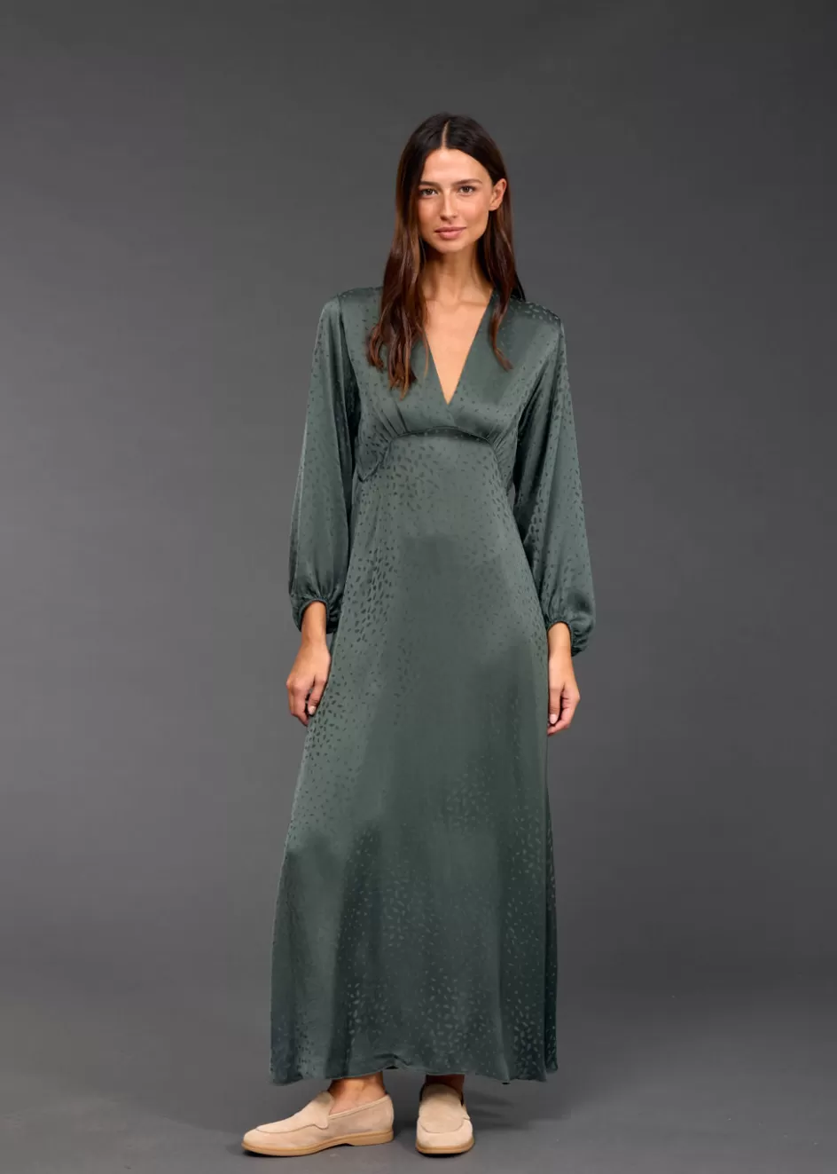 Lauren Vidal Robes & Jupes-ROBE EN VISCOSE JACQUARD ELIZA Green