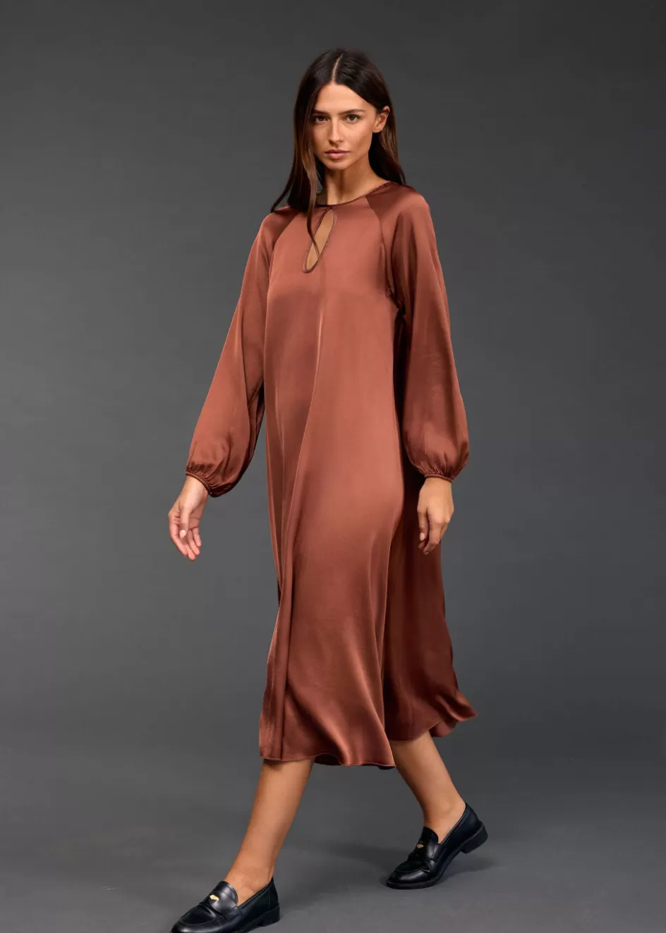 Lauren Vidal Robes & Jupes-ROBE FLUIDE CONTI Sienne