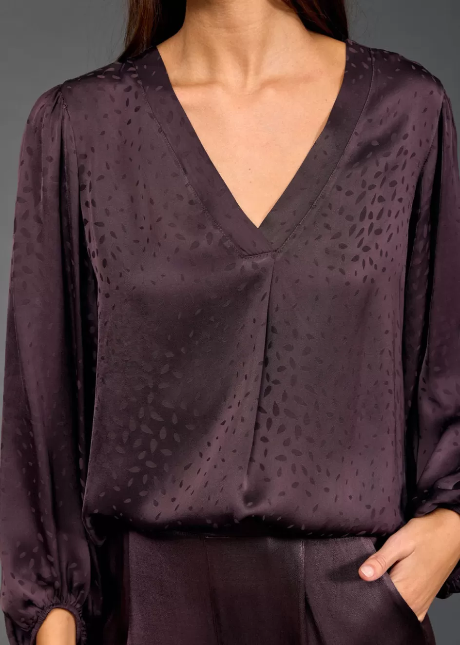 Lauren Vidal Chemises & Blouses-TOP EN VISCOSE JACQUARD ENZO Raisin