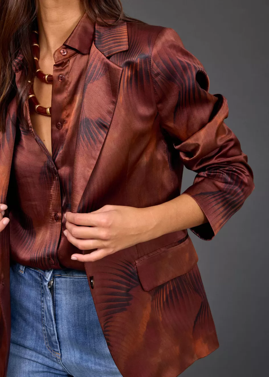 Lauren Vidal Vestes & Manteaux-VESTE BLAZER IMPRIMÉ TESS Havana