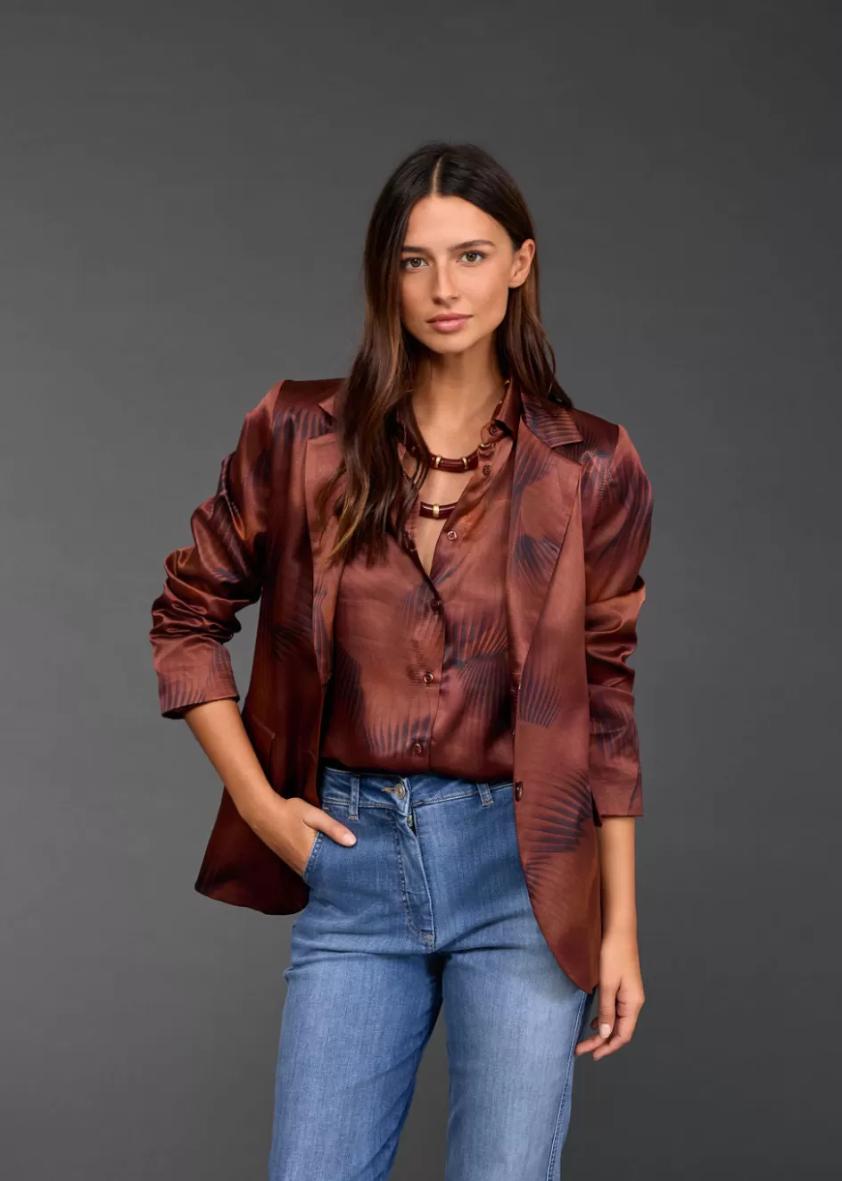 Lauren Vidal Vestes & Manteaux-VESTE BLAZER IMPRIMÉ TESS Havana