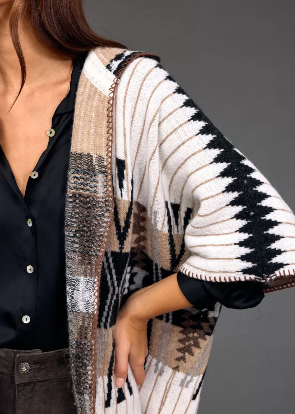 Lauren Vidal Pulls & Gilets | Vestes & Manteaux-Veste cape jacquard Robbie Aztec