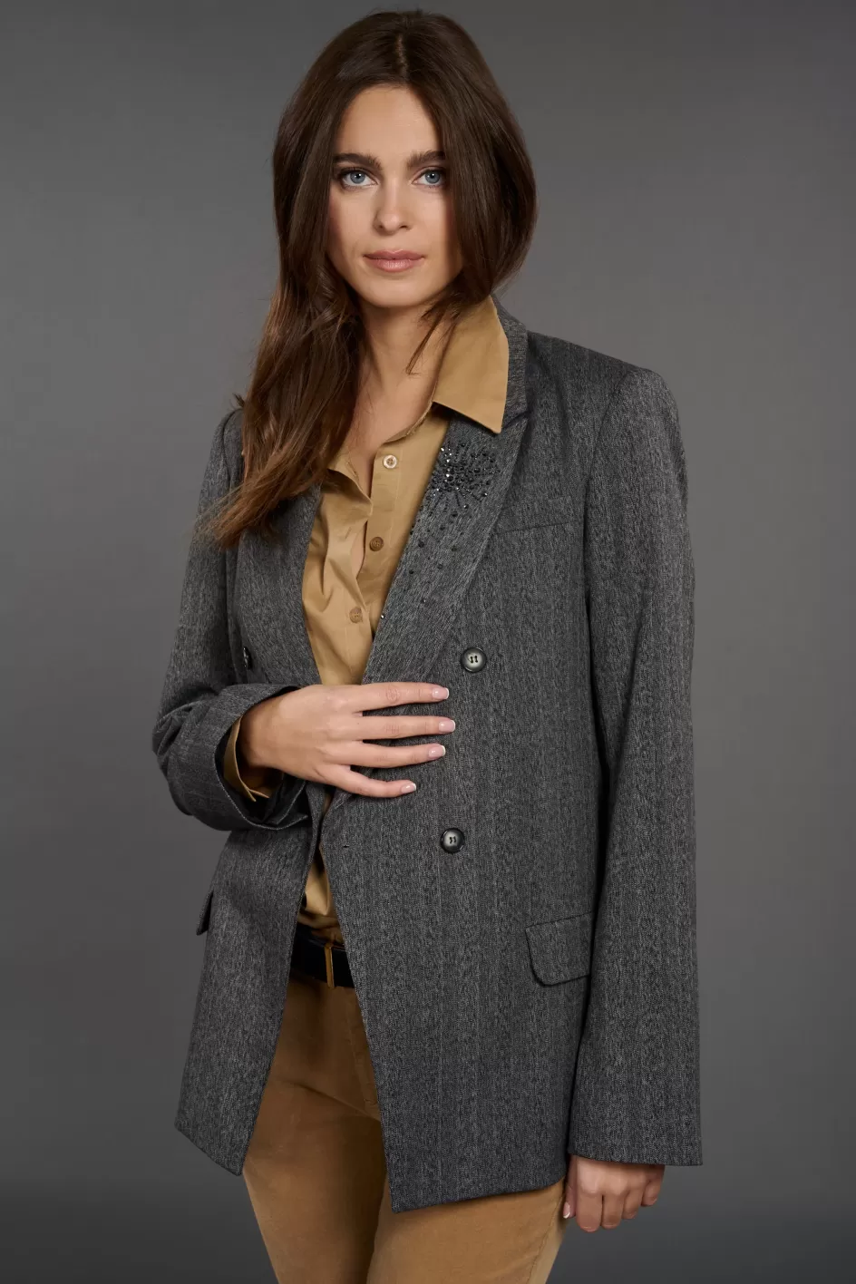 Lauren Vidal Vestes & Manteaux-VESTE TAILLEUR AVEC BRODERIE STRASS AU COL Chevrons