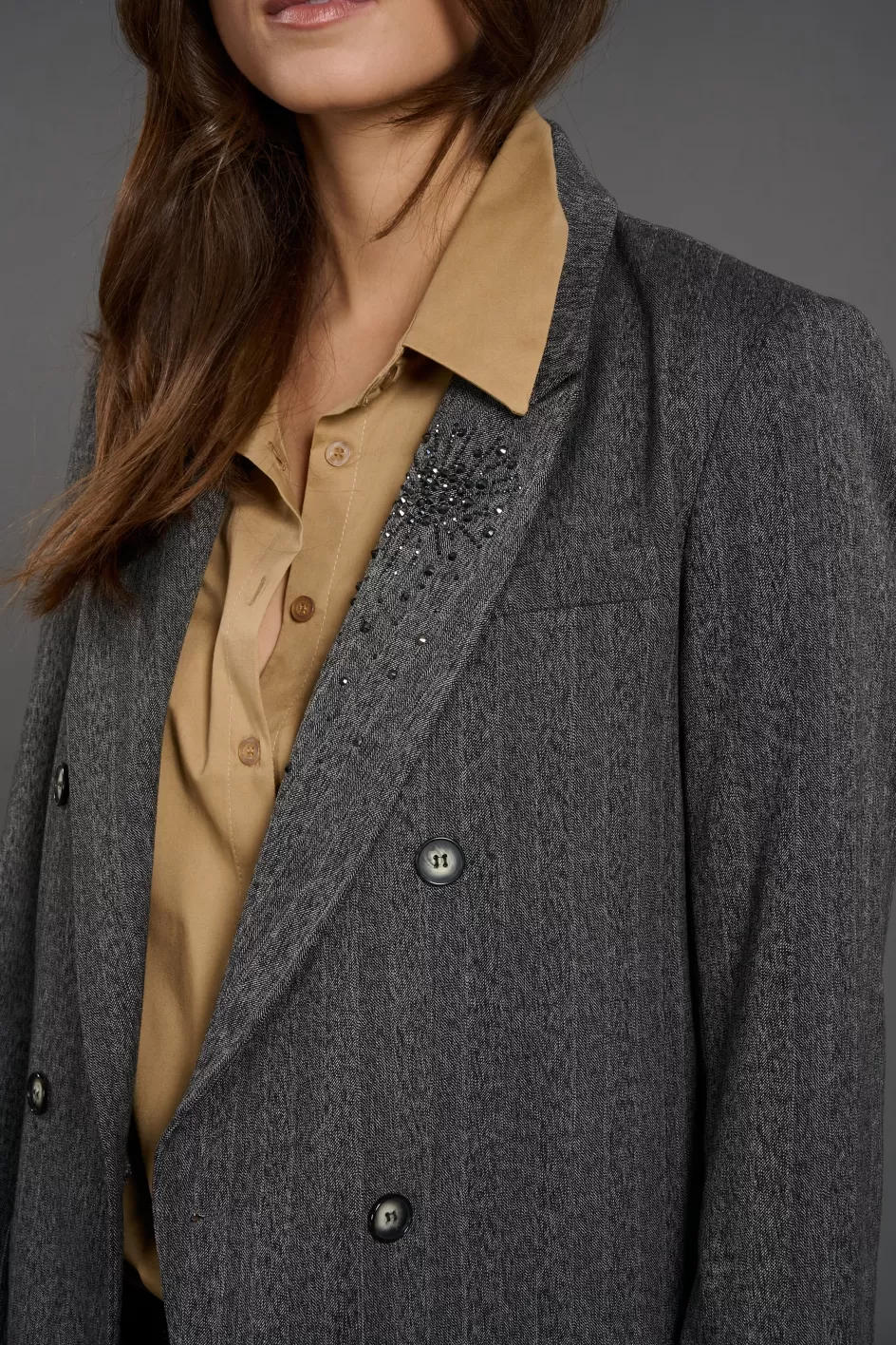 Lauren Vidal Vestes & Manteaux-VESTE TAILLEUR AVEC BRODERIE STRASS AU COL Chevrons